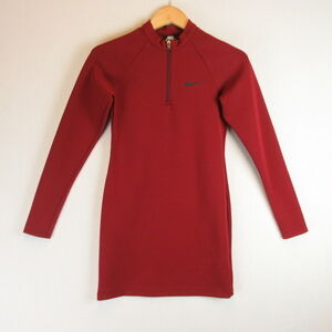 Nike Sportswear Burgundy Mock Neck Mini Dress Size S Red